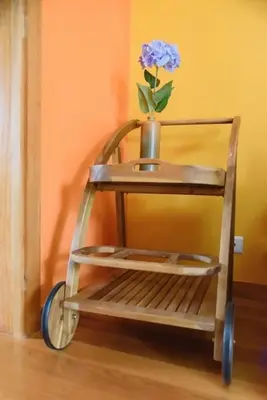 a cart with a vase with a flower on it at Gabriel Loft by MTH in Ponta do Sol