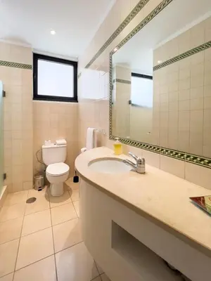 a bathroom with a sink and a toilet and a mirror at GuestReady - Funchal Sunny Retreat in Funchal