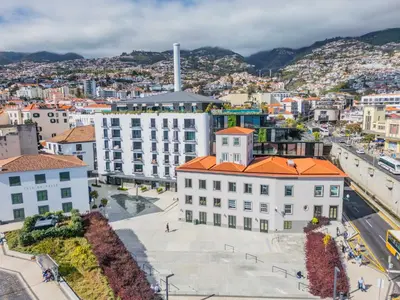an aerial view of a city with buildings at Luxury Garden Apartment at Savoy Insular in Funchal