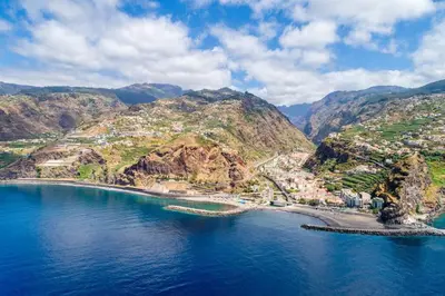 an aerial view of a town on a mountain at Vila do Conde Nº1 in Ribeira Brava