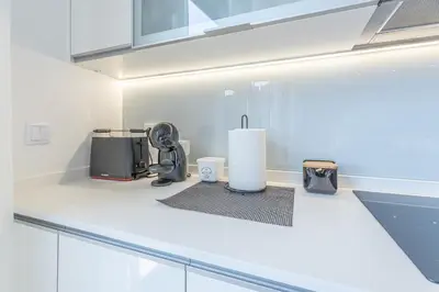 a kitchen with a counter with a appliance on it at Flowers island house 5 in Funchal