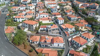 an aerial view of a residential neighborhood with houses at Flowers island house 5 in Funchal