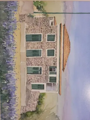 a painting of a building with windows at Casa da Avó Paraíso in Machico