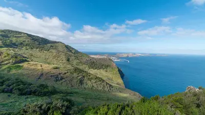 an aerial view of the ocean on a mountain at S A L - Beach Apartments Caniçal in Machico