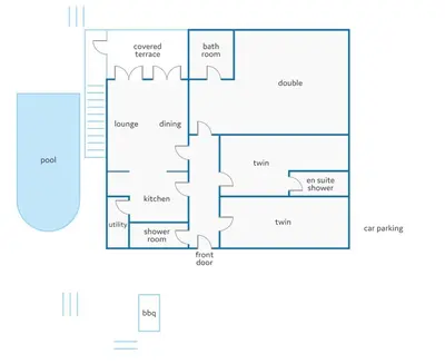 a floor plan of a house at Villa Casa Amelia by Villa Plus in Caniço
