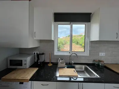 a bathroom with a toilet and a sink and a shower at Chalet Abacates in Estreito da Calheta