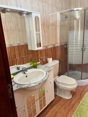 a bathroom with a sink and a toilet and a shower at La terraza de Ponta do Sol -Suite 1 in Ponta do Sol