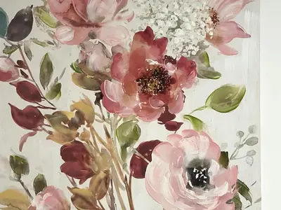 a painting of a bouquet of flowers in a vase at CGD São Vicente Apartments in São Vicente