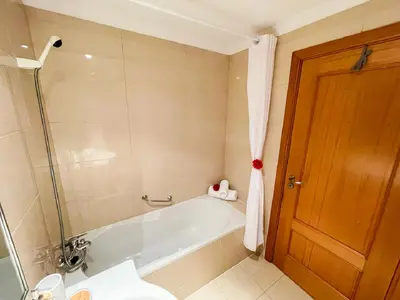 a bathroom with a bath tub and a shower at Suite Elizabeth in Funchal