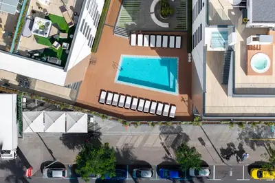 an overhead view of a swimming pool in a building at São Lucas II by An Island Apart in Funchal