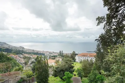 a view of a city and the ocean from a hill at Carros De Cesto Do Monte in Funchal