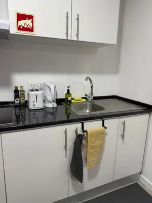 a kitchen with a sink and a counter top at Sao Lourenco in Caniçal