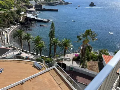 a view of a body of water with palm trees at Апартаменты 303 - Studio in Funchal