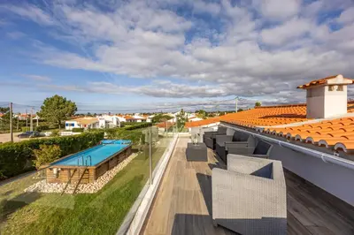 a view of the pool from the roof of a house at Casa Cool in Aljezur