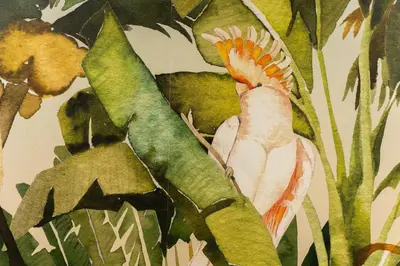 a painting of a bird in the jungle at Safira Suites 101 in Funchal