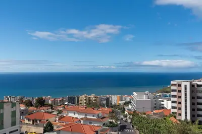a city with buildings and the ocean in the background at Amparo II by An Island Apart in Funchal