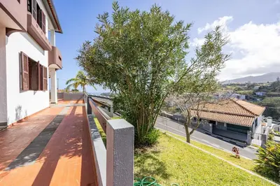 a view from the balcony of a house with a tree at Silva Retreat Villa in São Jorge