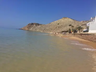 a view of a beach with the ocean and buildings at Apartamento Amalita em Burgau in Burgau