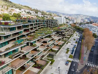 an aerial view of a city with buildings at Savoy Residence Monumentalis N&N by LM&AC Signature in Funchal