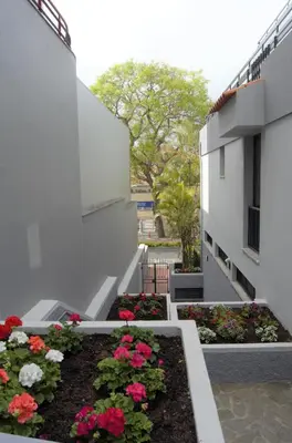 a courtyard of a building with flowers and plants at Apartamentos Turísticos Vitoria by Petit Hotels in Funchal