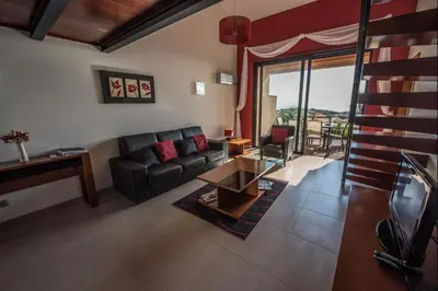 a living room with a couch and a table at Apt. Arribas in Luz