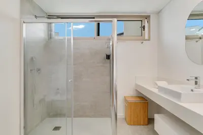 a bathroom with a shower and a sink at Luxury Laura Apartment by Holiday Rental Madeira in Funchal