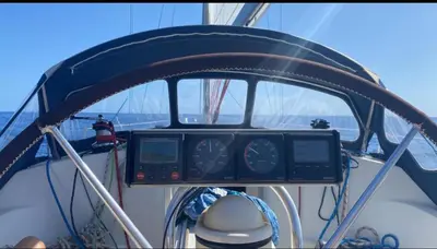 a view of the cockpit of a boat at eMeM in Calheta