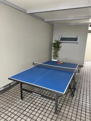 a blue ping pong table in a room at Villa António in Arco da Calheta