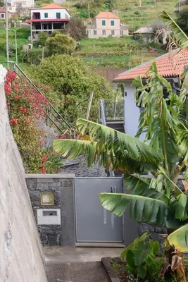 a kitchen with a stove in a yard at Vivenda Carlota Sea View by Mth in Ribeira Brava