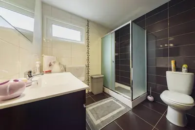 a bathroom with a toilet and a sink and a shower at Vivenda Carlota Sea View by Mth in Ribeira Brava