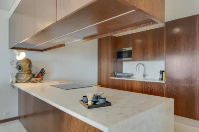 a kitchen with a counter top and a sink at Carlos Apartment by Holiday Rental Madeira in Funchal