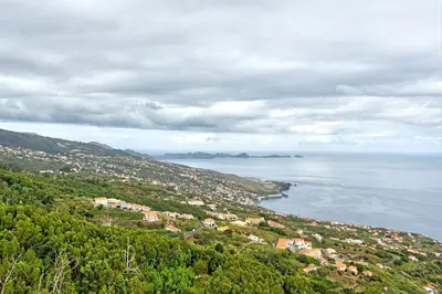 an aerial view of a city and the ocean at Casa Belavista in Gaula