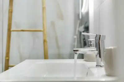 a bathroom sink with a faucet on top of it at Casa Belavista in Gaula