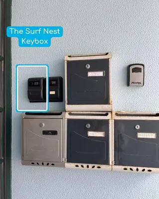 a group of drawers on a wall at Surf Nest in Machico