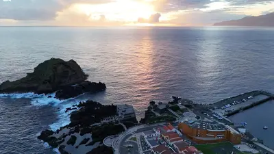 an aerial view of a small island in the ocean at Villa Serenity in Porto Moniz