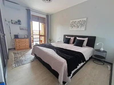 a bathroom with a glass shower and a sink at LUX CITYWALK Appartments AIRCON in Funchal