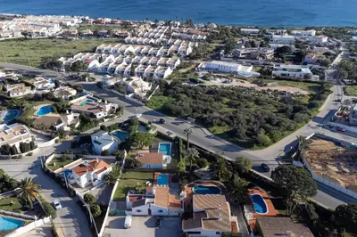 an aerial view of a city with houses at Luz Home - Three Bedroom Villa in Luz
