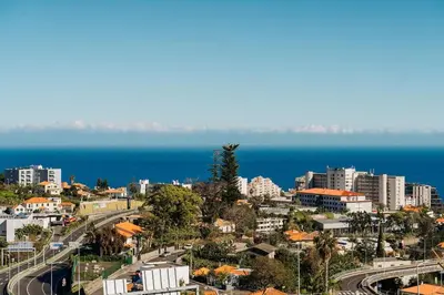 a view of a city with houses and the ocean at GuestReady - Homely stay in Funchal in Funchal