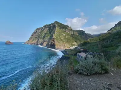 a view of the ocean and a mountain at House Vila Santa Ana in Santana