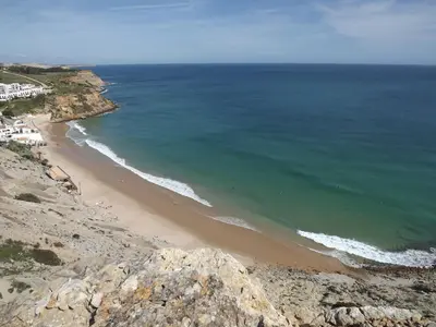 an aerial view of a beach and the ocean at Sea Studio Apartment in Budens