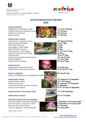 a screenshot of a page of the nonprofit educational enrichment calendar at Nazaré Stay in Funchal