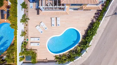 an overhead view of a swimming pool on a house at Tropical Beach Villa by Blue Diamond 21 in Lagos