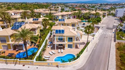 an aerial view of a villa with a swimming pool at Tropical Beach Villa by Blue Diamond 21 in Lagos