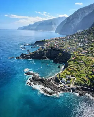 an aerial view of a beach with the ocean at North Madeira Guesthouse in Seixal