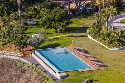 an overhead view of a swimming pool in a park at Acqua Residence VIII by An Island Apart in Funchal