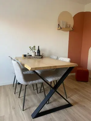 a dining room table with two chairs and a table at Calheta Suite Vinha - Adults-only privé suite met hottub & zeezicht in Calheta