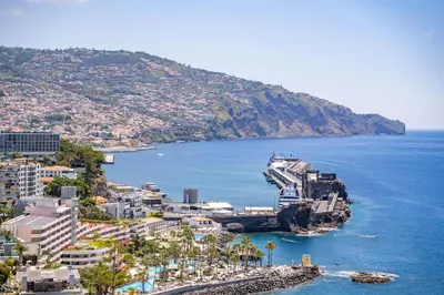 an aerial view of a city and the ocean at Infinity View by Homie in Funchal