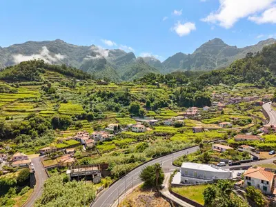 an aerial view of a small village in the mountains at North View Guesthouse in Senhora do Rosário