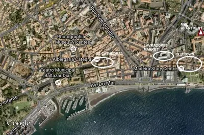 a map of a city and the water sidx at Mel Apartment in Funchal