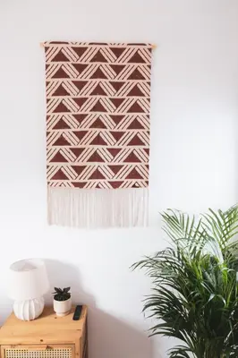 a living room with a rattan wall hanging at Algarve Windmill, Villa and Pool 2000m to the Beach in Figueira